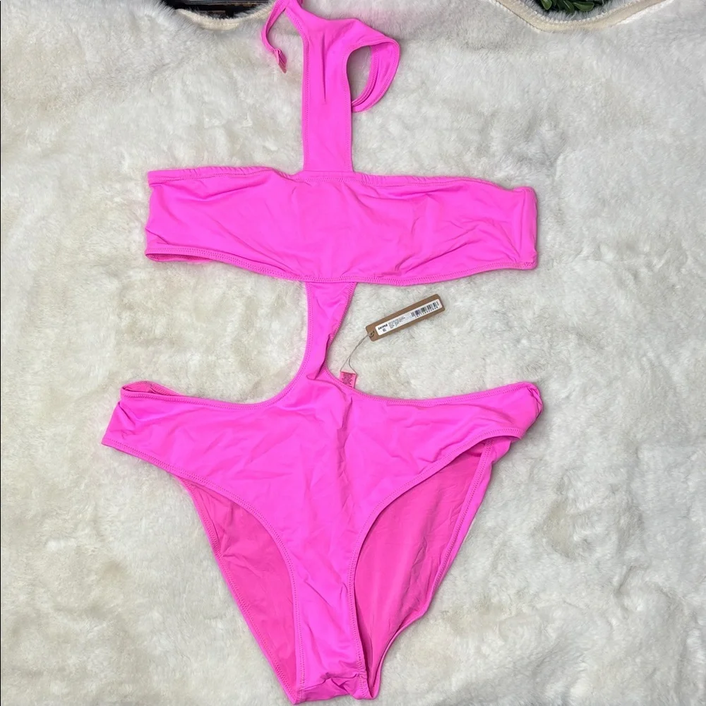 NWT SKIMS HALTER MONOKINI IN Taffy SZ 2X
